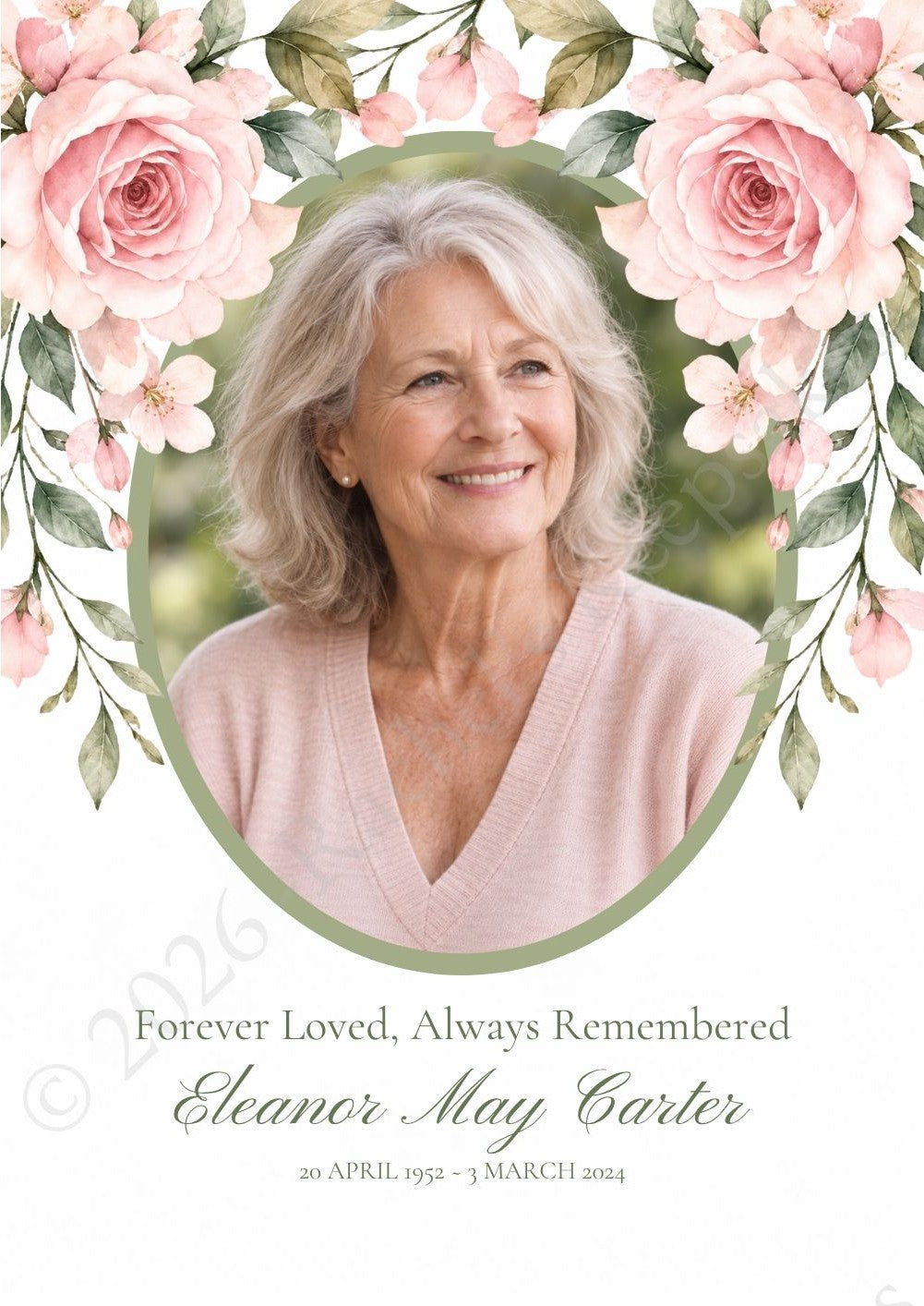 Blush Rose Funeral Order of Service Canva Template – A5 Folded