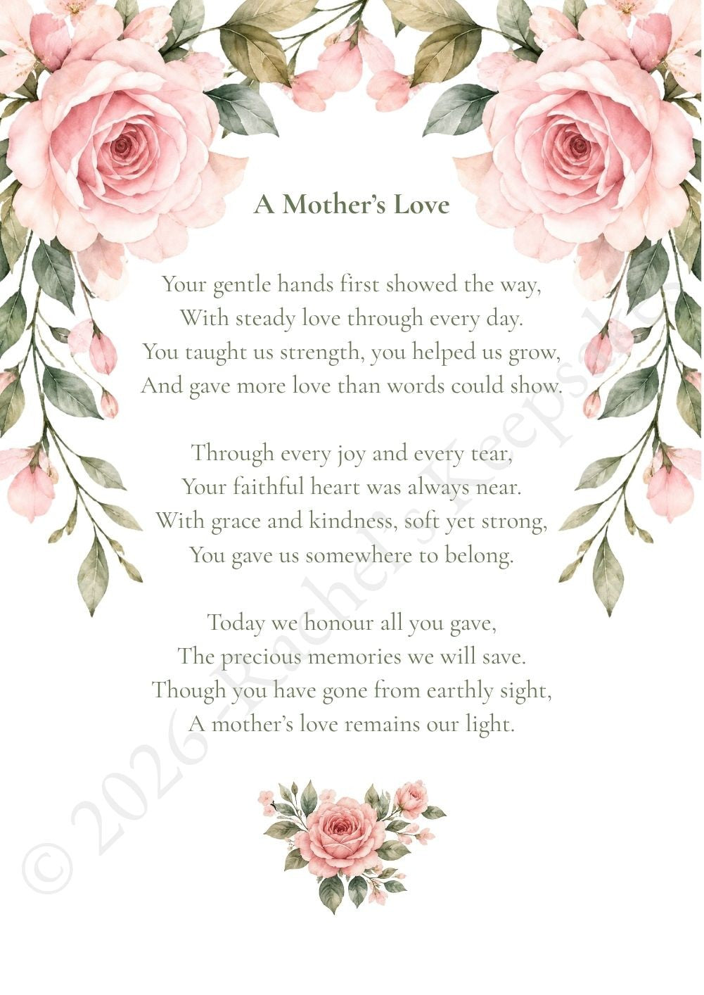 Blush Rose Funeral Order of Service Canva Template – A5 Folded