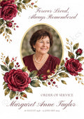 Burgundy Rose Funeral Order of Service Canva Template – A5 Folded