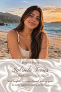 Forever Young Ivory Satin Portrait Memorial Postcard – 4 × 6
