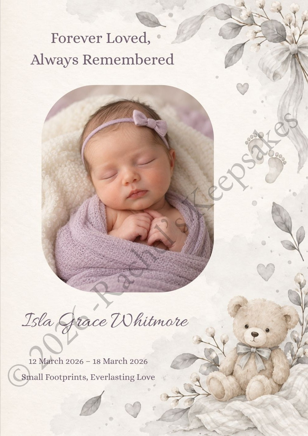 Nursery - Grey & Ivory Funeral Order of Service Canva Template
