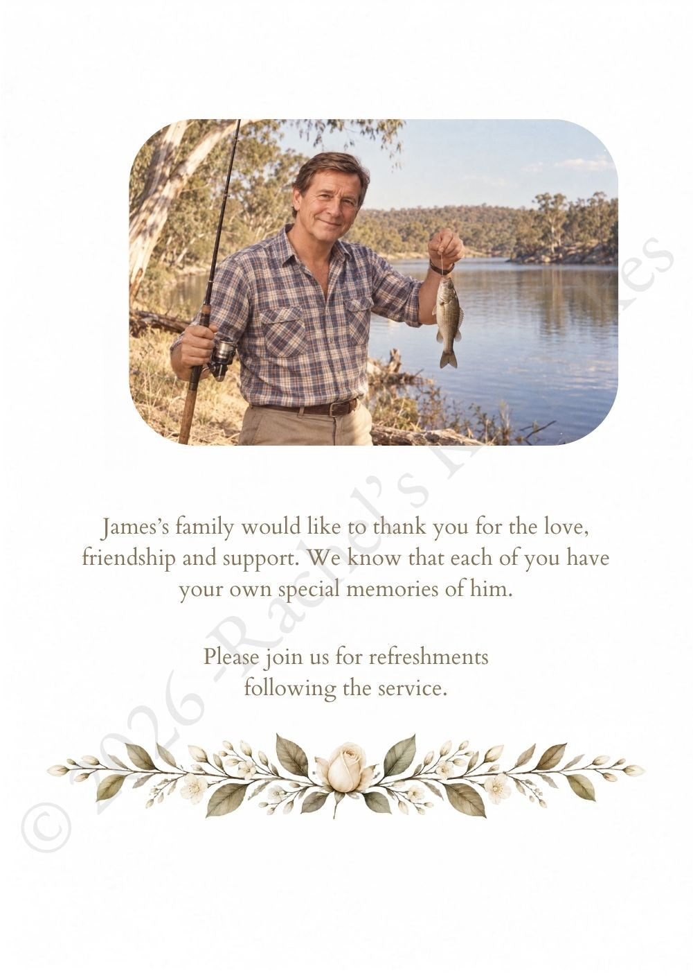 Ivory Rose Funeral Order of Service Canva Template – A5 Folded