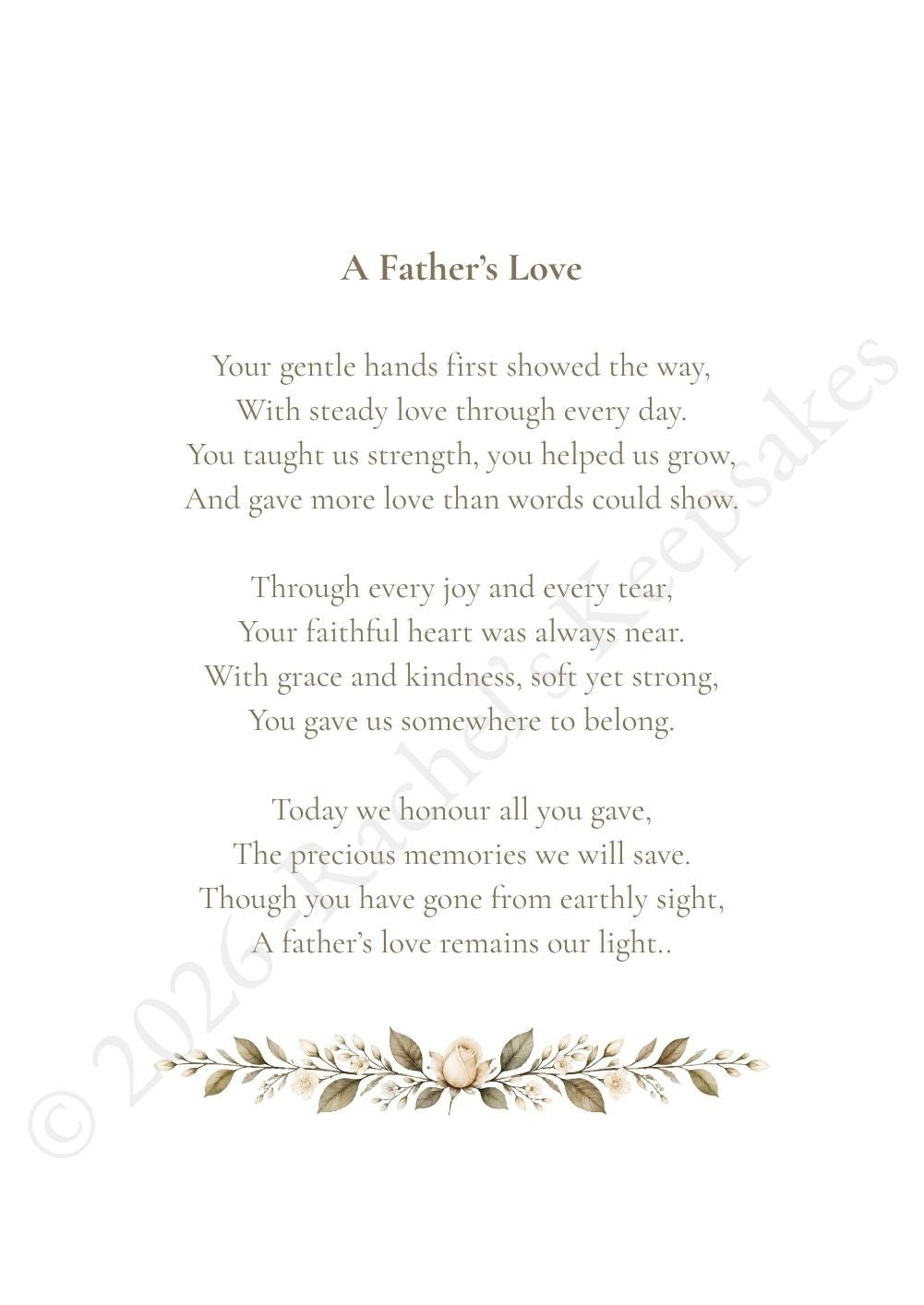Ivory Rose Funeral Order of Service Canva Template – A5 Folded