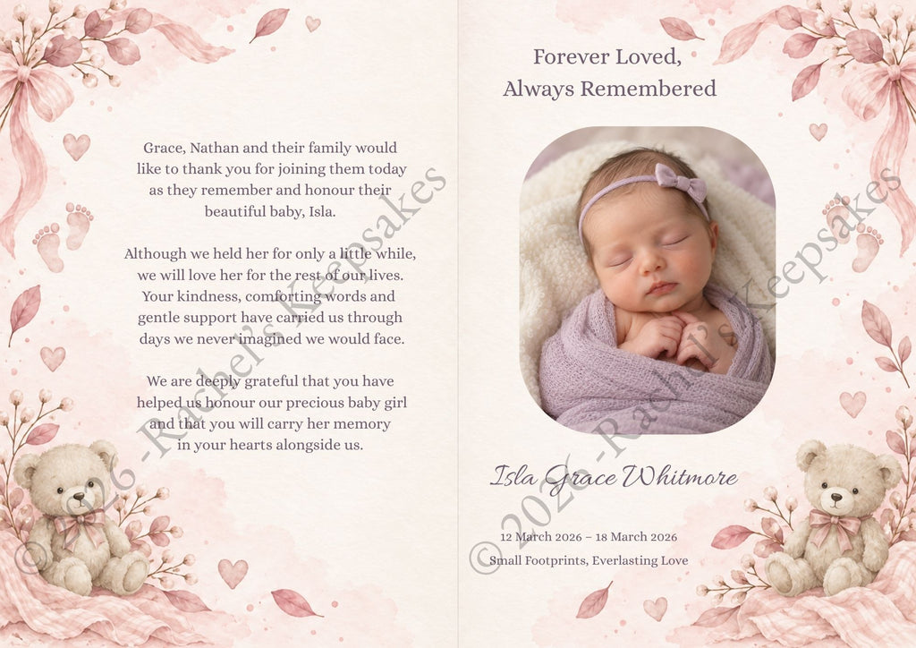 Nursery - Soft Blush Funeral Order of Service Canva Template