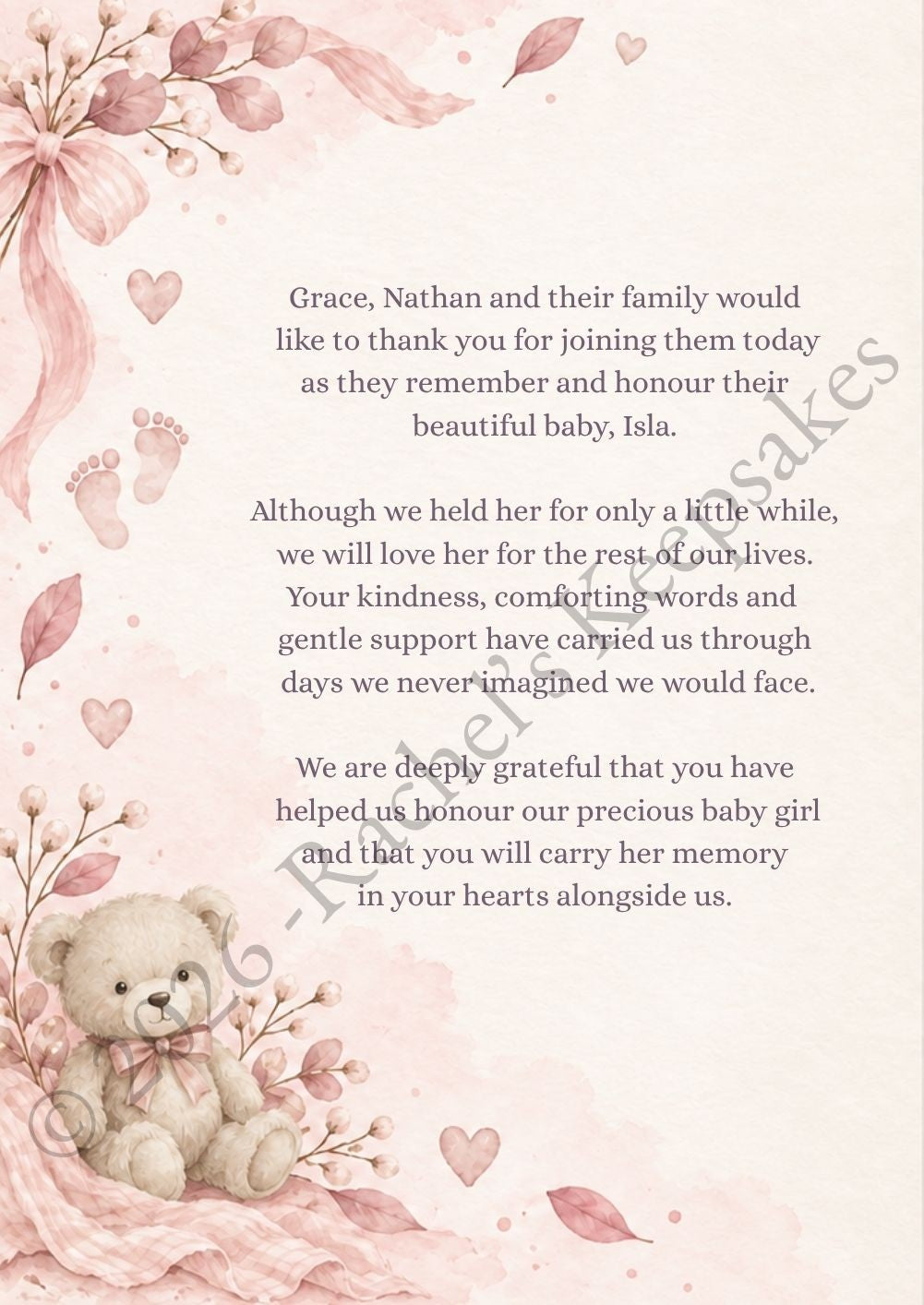 Nursery - Soft Blush Funeral Order of Service Canva Template