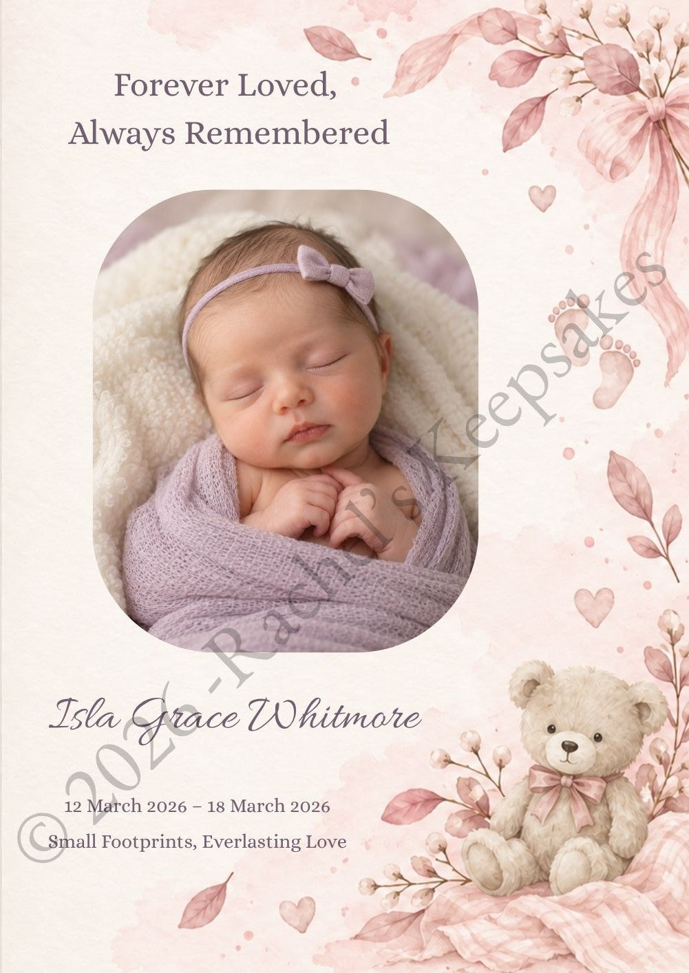 Nursery - Soft Blush Funeral Order of Service Canva Template