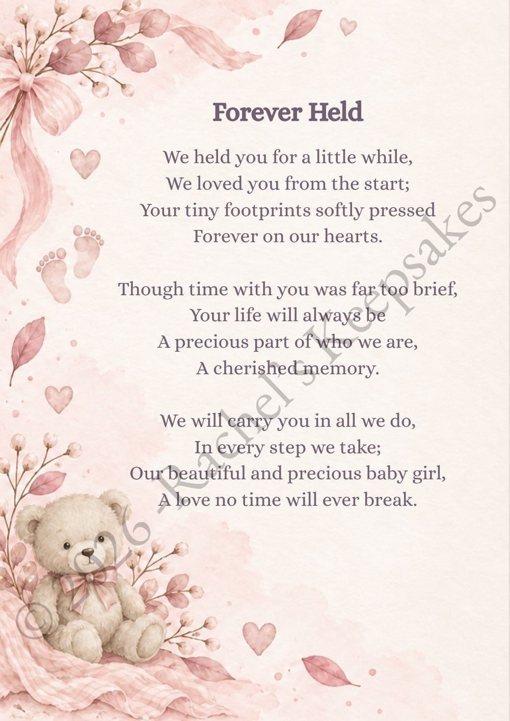 Nursery - Soft Blush Funeral Order of Service Canva Template