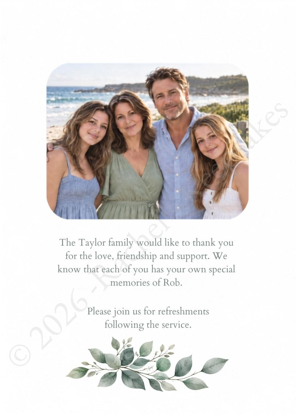 White Rose Funeral Order of Service Canva Template – A5 Folded