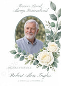 White Rose Funeral Order of Service Canva Template – A5 Folded