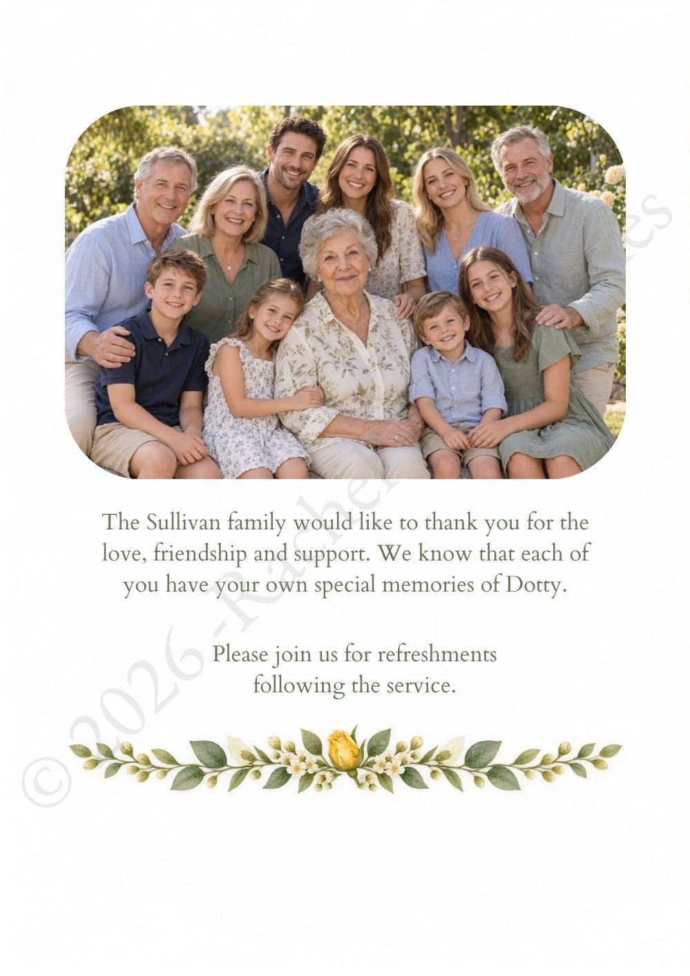 Yellow Rose Funeral Order of Service Canva Template – A5 Folded