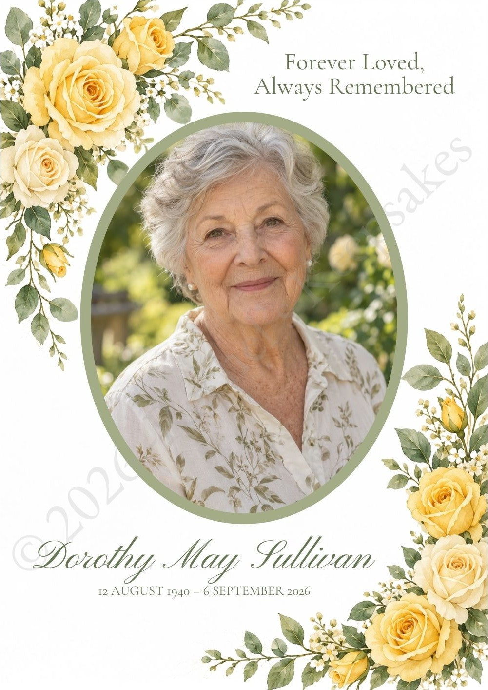 Yellow Rose Funeral Order of Service Canva Template – A5 Folded