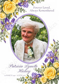 Yellow Rose & Iris Funeral Order of Service Canva Template – A5 Folded